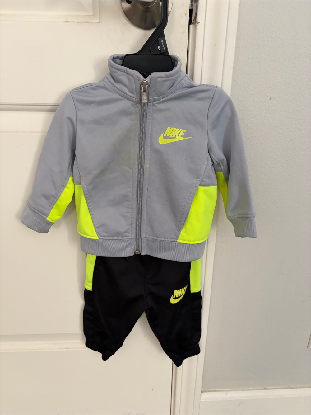 Nike Gray & Neon Yellow Baby Track Set